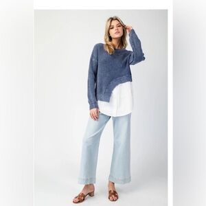 eesome BLUE SKIES LAYERED KNIT SWEATER TOP sz M